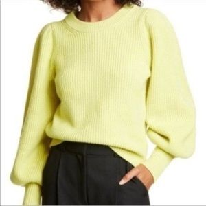 A.L.C. Eliana Balloon Sleeve Sweater XS Chartreuse Yellow Green Citron